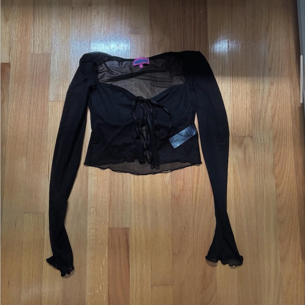 Edikted Black Sheer Long Sleeve Blouse (never worn)